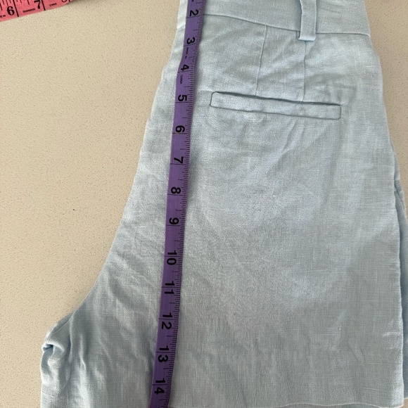 Michael Kors Light Blue High-Waisted Linen Shorts Tailored Summer Shorts Size 2 - Picture 9 of 9